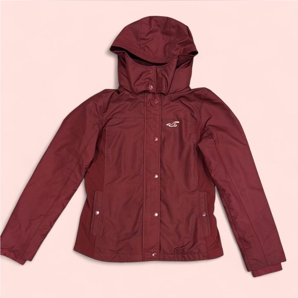 Hollister Red Ski Jacket with Hood and Weather-Proof Fabric